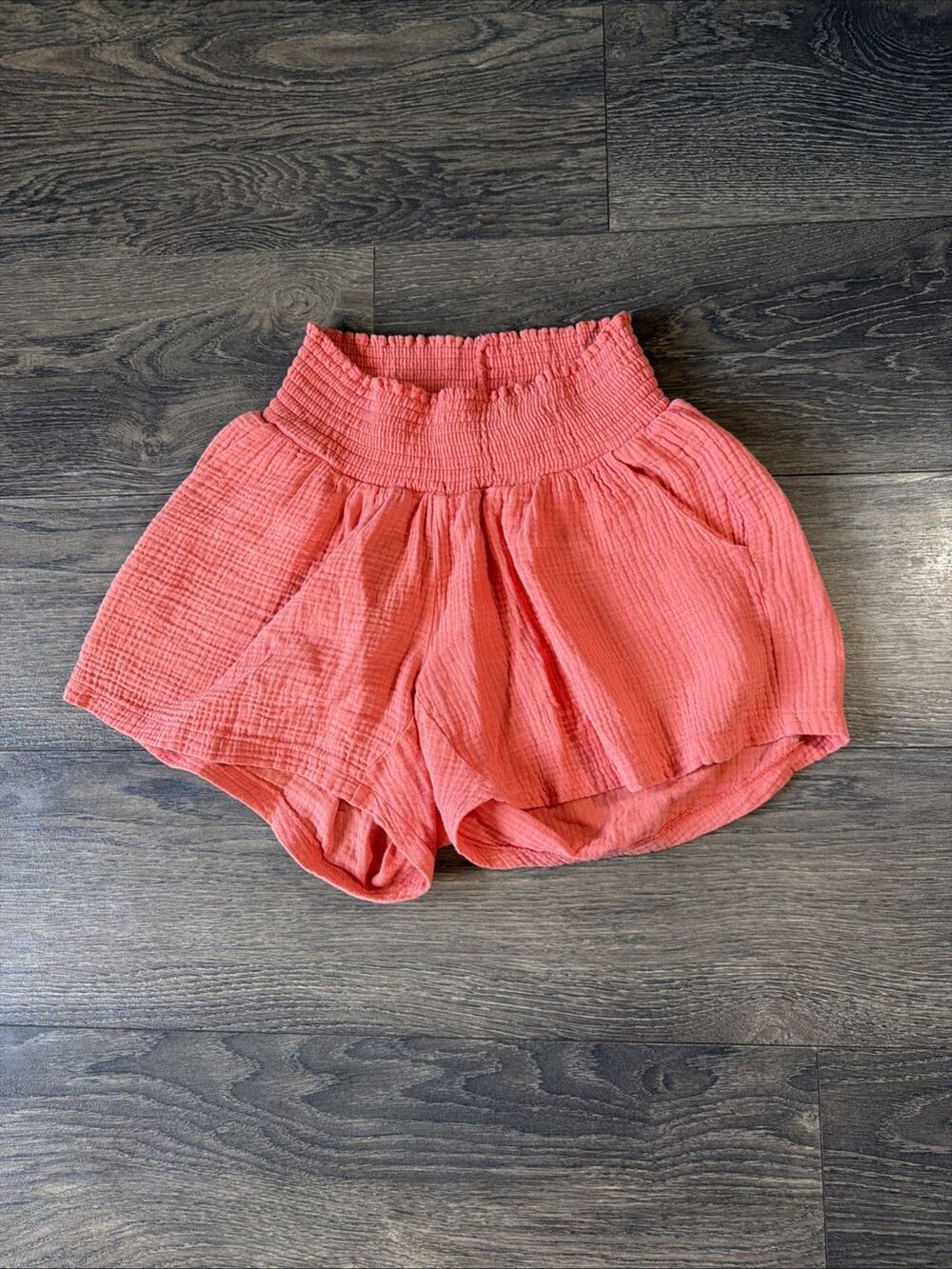 Nom Maternity 100% Cotton Gauze Shorts Coral Pink Smocked Waist Boho Size Size S